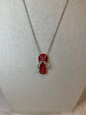 Hawaii Crystal Rhinestone Flip Flop Necklace in Red